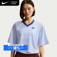 Nike Women's Sportswear Oversized Heritage Cropped Mesh Jersey - Hydrogen Blue [IR1651-407]