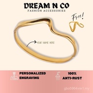 (13-21cm)GT212 Nada Wave Gelang Rantai Tangan Titanium Bangle Gift Wedding Jewellery Gold Silver Bra