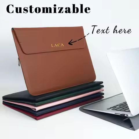 Customized name PU leather men's and women's laptop case bag 13/15 English computer stand computer b