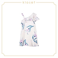 KLOSET Printed One-Shoulder Dress (AW18-KD012) ชุดเดรสเด็กไหล่เดียว ผ้าพิมพ์ลายดอกไม้