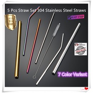 5 Pcs Straw Set 304 Stainless Steel Straws Drinking Straws Straight &amp; Curve Reusable Washable Metal Drinking Straw !!!