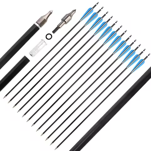 31.7inch Arrow Spine 300 Aluminum Arrow 4" Rubber Vanes For Outdoor Compound Bow Recurve Bow Archery