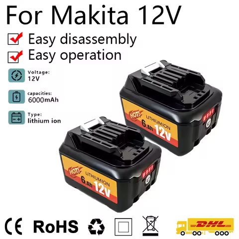 12V 6Ah Li-Ion Battery For Makita Electric Drill Rechargeable Battery Replacement BL1015 BL104 DF331