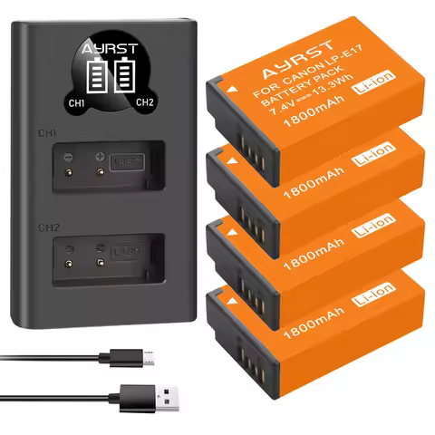 1800mAh LPE17 LP E17 LP-E17 Battery + 2-slot Dual Charger for Canon EOS 200D M3 M5 M6 750D 760D T6i 