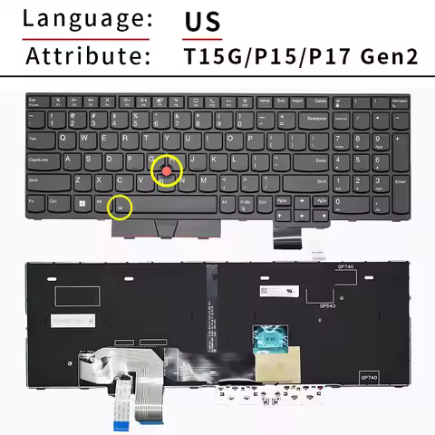 Replacement US Russian Keyboard For Lenovo ThinkPad T15G P17 P15 Gen1 GEN2 with Backlight