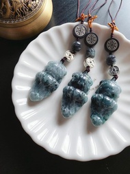 天然緬甸玉翡翠 烏雞 獨特 手工雕 鱷魚 平安無事牌 包掛