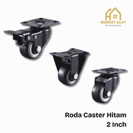 2 Inch PU Heavy Duty Caster Wheels Double Bearing Black Trolley - Cupboard Trolley