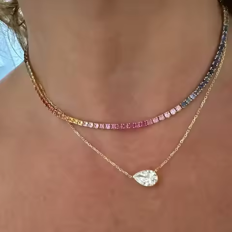 1/3carat Waterdrop Solitaire Moissanite Pendant Necklace with certificate 925 Sterling Silver Pear C