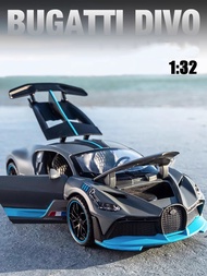 1:32 Bugatti Divo ล้อแม็กรถยนต์รุ่นจำลองเสียงและแสงดึงกลับรถของเล่นโลหะรถสปอร์ตเด็กคอลเลกชันเครื่องประดับของขวัญ