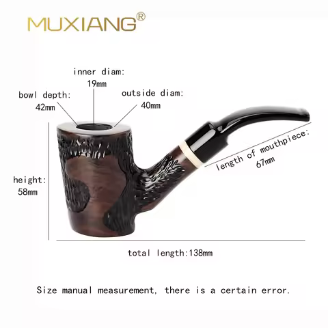 Jibill Classic Cherrywood Pipe Tobacco Pipe Sandalwood Solid Wood Pipe 9mm Pipe Channel Acrylic Curv