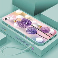 [Free Strap] Casing For OPPO A5s OPPO  A7 A12 A12e A3s  OPPO  F9 F5 F9 F1s A39 A57 Stylish Dandelion Flower Phone Cover Liquid Silicon Case Shockproof Casing