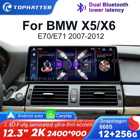 For BMW X5 E70 X6 E71 2007-2012 12.8" 2.5D 2K Car Radio Android 13 Wireless CarPlay Android Auto GPS