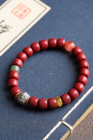 天然原礦硃砂精品紫金砂心經老型珠手鏈8mm硃砂含量高達95%以上