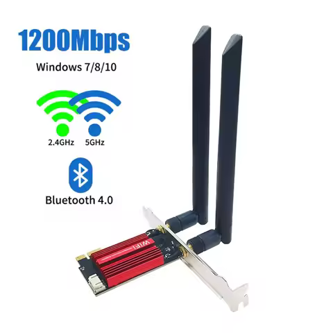 WiFi 5 PCI-E Wireless Adapter Network Card AC1200 Dual Band 2.4G/5GHz For Bluetooth 4.0 Desktop Lapt