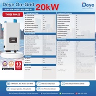 Deye อินเวอร์เตอร์ On-Grid มีให้เลือก 3KW5KW6KW10KW15KW 20KW มีแบบ 1Phase ถึง 3Phase  รับประกัน 10 ป