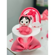 Set of 3 pink snake babyPiece (baby snake, bow, rainbow)