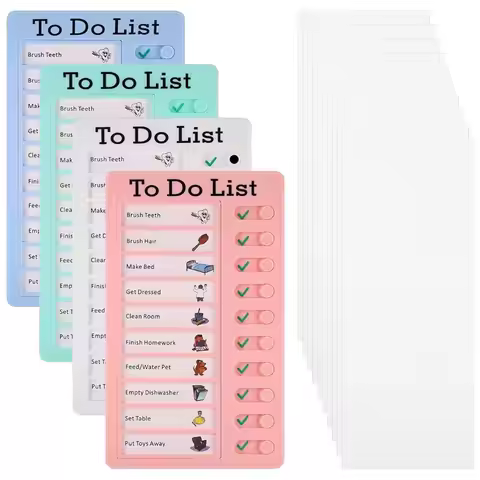 Reusable Check List Board, 4 Pcs Chores Chart For Kids, Detachable For Children, Home Routine To Do 