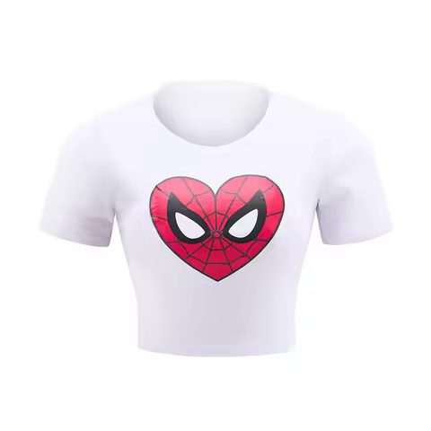 Mary Cosplay Jane Watson Cosplay Costume White CropTop Spider Heart T-shirt Women Halloween Party Su
