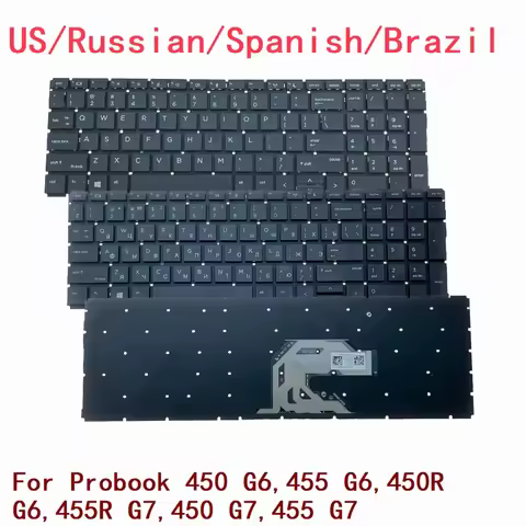 New US Russian Spanish Brazil Laptop Backlit Keyboard For HP Probook 450 G6,455 G6,450R G6,455R G7,4