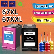 Compatible HP 67 HP 67XL HP 67XXL Ink Cartridge Black Color Refillable Ink for 6020 6420 6052 6055 6