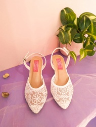 wedding high heels brukat putih heels 7cm
