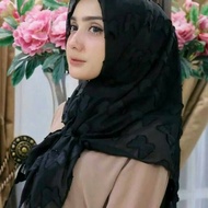 RUBI Premium 3d black ruby linen organza square Hijab