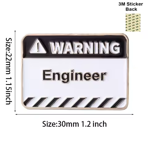 WARNING Engineer Mobile Phone 3M Sticker Badge Metal Pin Broooches Pins