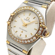 OMEGA1367.30 星座系列鑲鑽腕錶，不鏽鋼/黃金錶殼，石英機芯，銀色錶盤/銀金錶鍊，女士款 [二手]