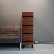 工業風移動式_實木四層邊櫃