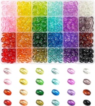 REVKI 6 * 12mm Glass Beads Bracelet Making Kit600pcs 24 Colors Rice Shaped Natural Bamboo Crystal Be