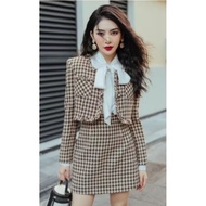 Liquidation Jacket brown checkered skirt, size M, from Huong boutique