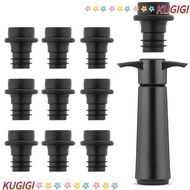 KUGIGI Wine Saver Pump, Plastic Black Wine Preserver, Practical Reusable Easy to Use with 10 Vacuum Stoppers Bottle Sealer Wine Bottles