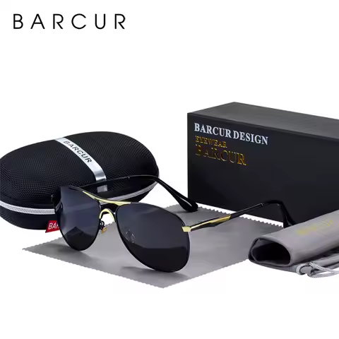 BARCUR High Quality Male Sunglasses Men Polarized Brand Design Sun Glasses Male Oculos Mens Sunglass