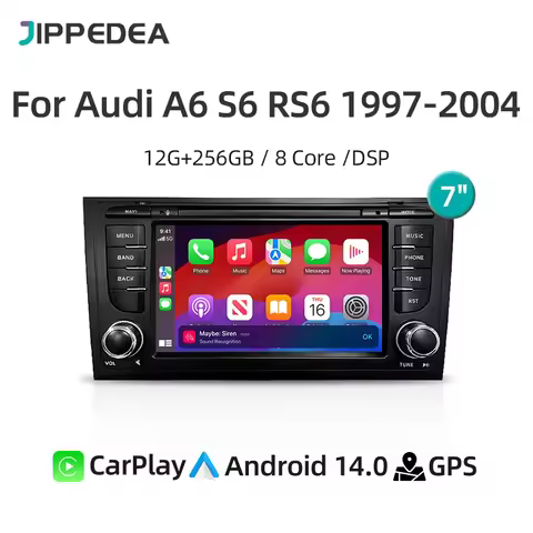 12G 256G Android 14.0 Car Radio For Audi A6 S6 RS6 1997-2004 Multimedia Video Player 4G WiFi Navigat