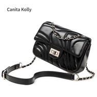 Canita Kolly Female Bagfrench styleShoulder Bag Genuine Leather Messenger Bag Cowhide Chain Small Sq