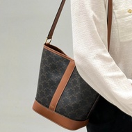 Leather Old Flower Bucket Bag Retro Shoulder Bag Messenger Bag Bucket Bag Bucket Bag Bag