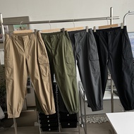 UNIQLO U Home Pure Rim D ผู้ชายผู้หญิงล้างหลายกระเป๋า Drawstring เท้า Workwear กางเกงลำลอง