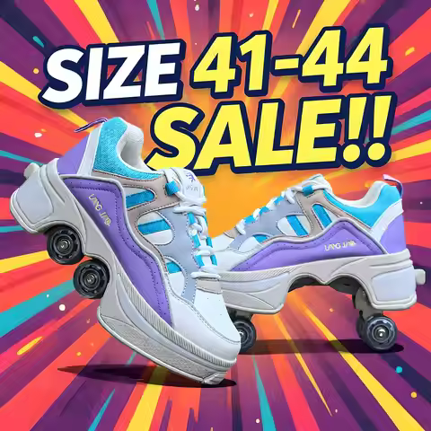 Sale!!! Big Size 40 41 Deformation Roller Skates Shoes Double Row 4-Wheel Skates Roller Shoes Dual-P