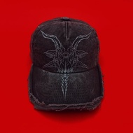 MrR山羊頭惡魔巴風特賽博符印主義圖騰水洗破壞五片帽老帽棒球帽