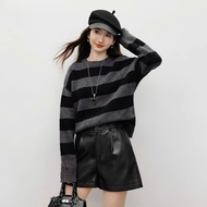 E0163 Long-sleeved gray round-neck knit sweater - Suhi Studio