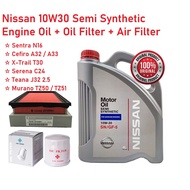 NISSAN SET - 10W30 + OIL FILTER + AIR FILTER (SENTRA N16/X-TRAIL/SERENA/TEANA 2.5/MURANO) 10W-30 ENG