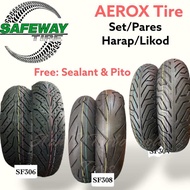 SAFEWAY TIRE size 14" AEROX (SET/PARES) with Sealant and Pito, 8ply Rating, Tubeless Tire