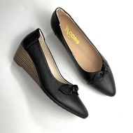 Giày búp bê đế xuồng 5cm DORIS DR505 da thật mũi nhọn gắn nơ - CÓ BẢO HÀNH-CÓ SIZE 40