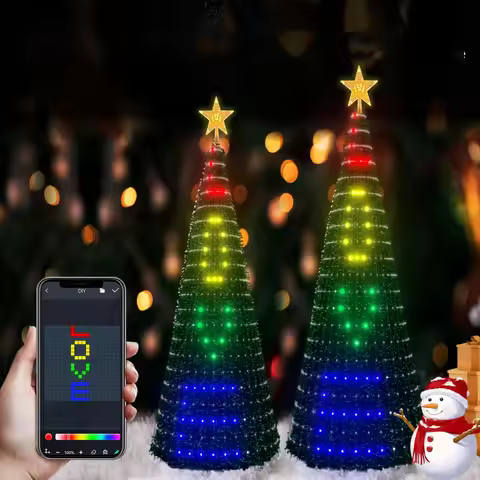 1.8m/5.9ft Smart Christmas Tree Light with 400LED APP & Remote Control Music Sync, DIY Pattern, Wate