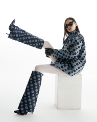 The SRT X14 (TJK244) Snowdot Oversized Jacket -  แจ็คเก็ตโอเวอร์ไซส์  ลายจุด คอตั้ง