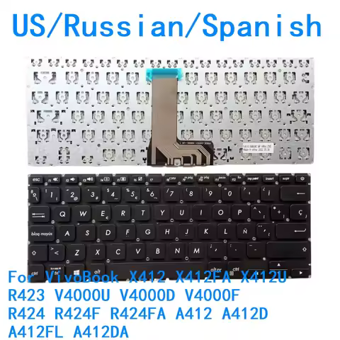 US RU SP Backlit Keyboard For ASUS VivoBook X412 X412FA X412U R423 V4000U V4000D V4000F R424 R424F R