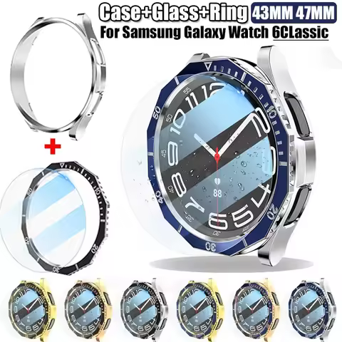 3 in 1 Case+Bezel Ring+Glass Film For Samsung Galaxy Watch 6 Classic 47MM 43MM Screen Protector Gala