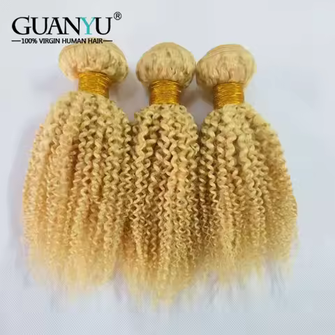 4*4 Kinky Curly Blonde #613 Hair Bundle 1pc Brazilian Virgin Human Hair 4B 4C Blonde Bundle Hair Wef