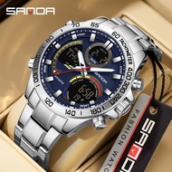SANDA 6269 Dual Display Electronic Watch Men's Dual Movement 5ATM Waterproof Student Sports men Watc