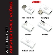 Square Type C Angled Reversal Head with White Aluminum Shell | 90 Degree Max 40Gbps 140W Perpendicul